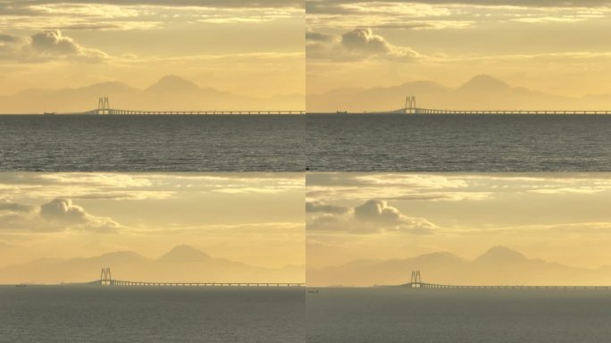 港珠澳大桥同心结日出航拍