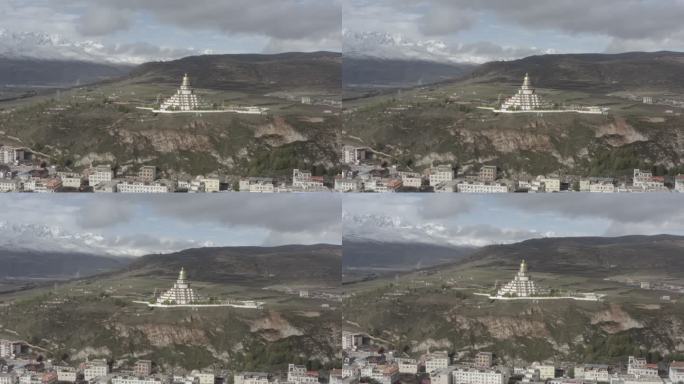 甘孜县城白塔航拍