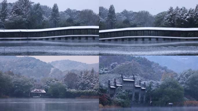 杭州市西湖浴鹄湾景区雪景