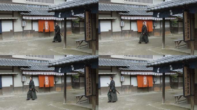历史村的武士日本浪人装扮