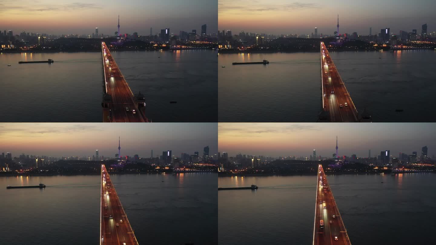 航拍武汉长江大桥4k视频素材