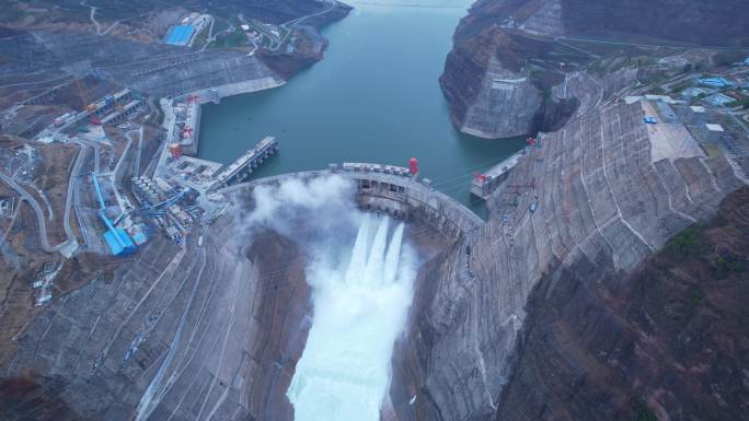 航拍白鹤滩水电站世界上第二大水电站