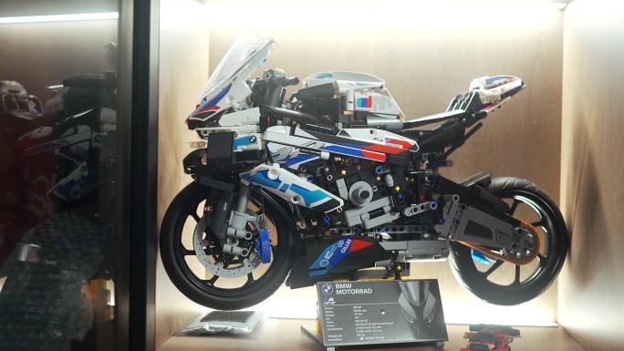蓝色摩托车模型 摆件