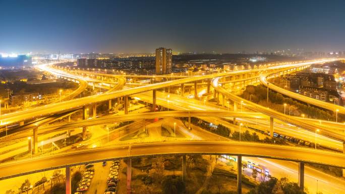 南京双桥门立交夜景延时