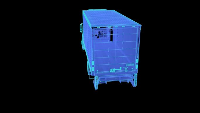大型厢式货车 科技蓝色线框全息投影素材