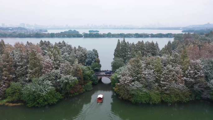 4K12月西湖雪景杨公堤神舟基地