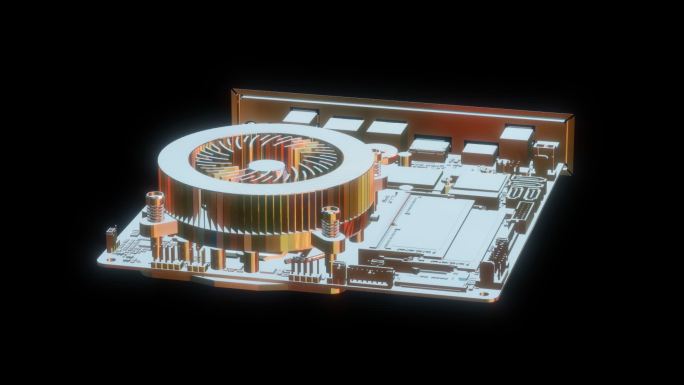 赛博朋克元宇宙电脑主板透明通道素材