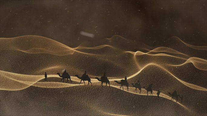 丝绸之路 粒子沙漠 大漠风沙 沙漠骆驼