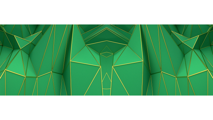 【宽屏时尚背景】绿金立体三角起伏设计创意