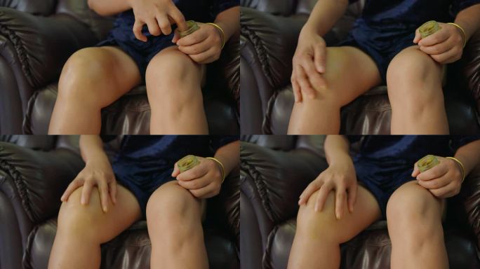治疗膝盖肿胀和发炎的膏状草药。
