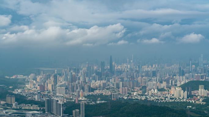 中国深圳梧桐山下的城市风景