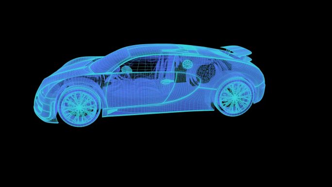 超级跑车布加迪 科技线框全息投影视频素材