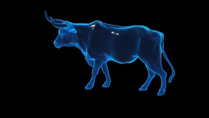 蓝色科技线条斗牛透明通道素材