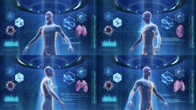 人体医学扫描人体模型医学研究肺病新冠
