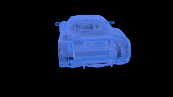 轿车 科技线框蓝色全息投影视频素材