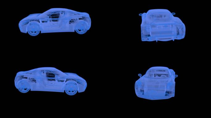 轿车 科技线框蓝色全息投影视频素材