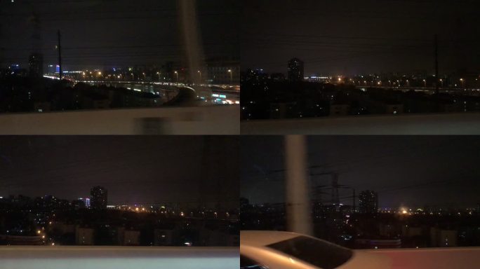上海夜晚高架车拍右侧