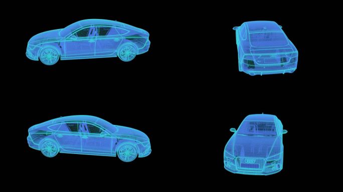 轿跑奥迪RS7 科技线框全息投影视频素材