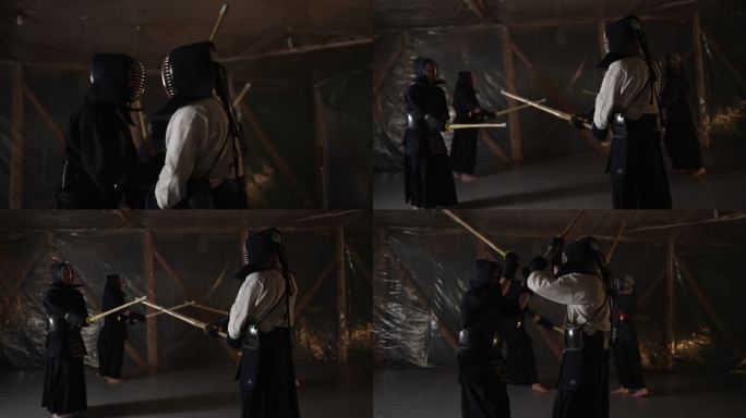在剑道训练期间，武术学生在练习时使用博库托