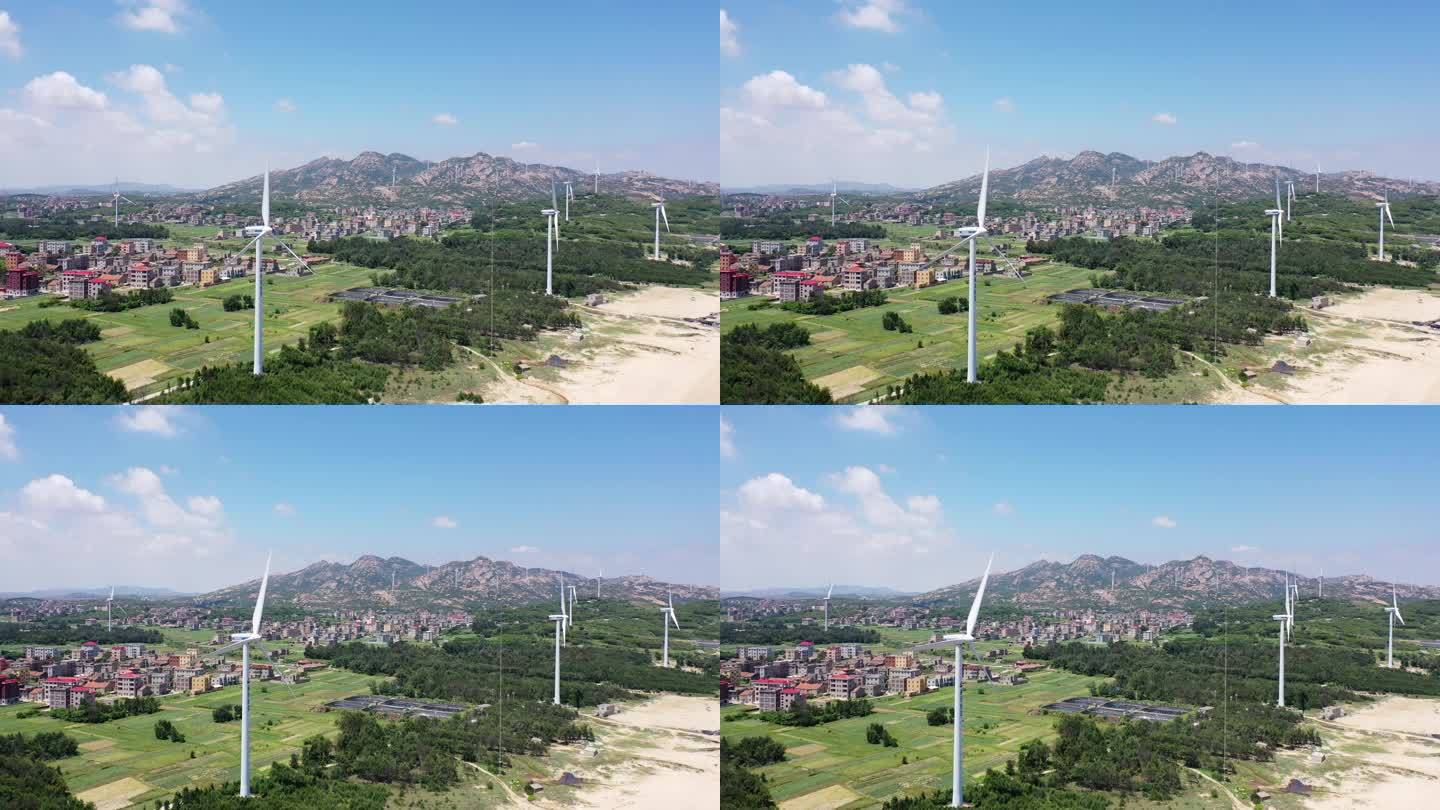 岛上的风力涡轮机风力发电电能风能新能源涡