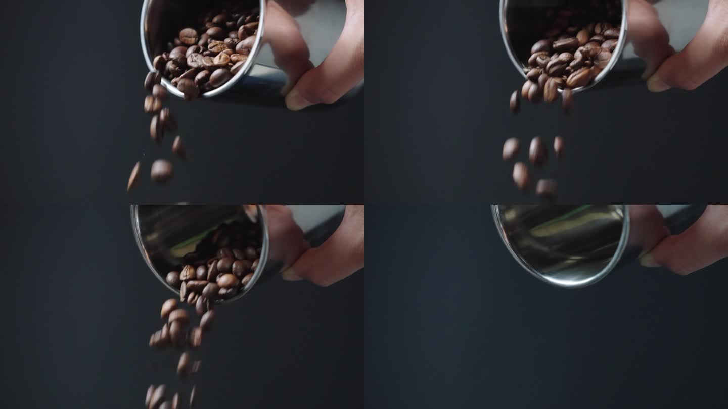 倒咖啡豆高速升格特写4K
