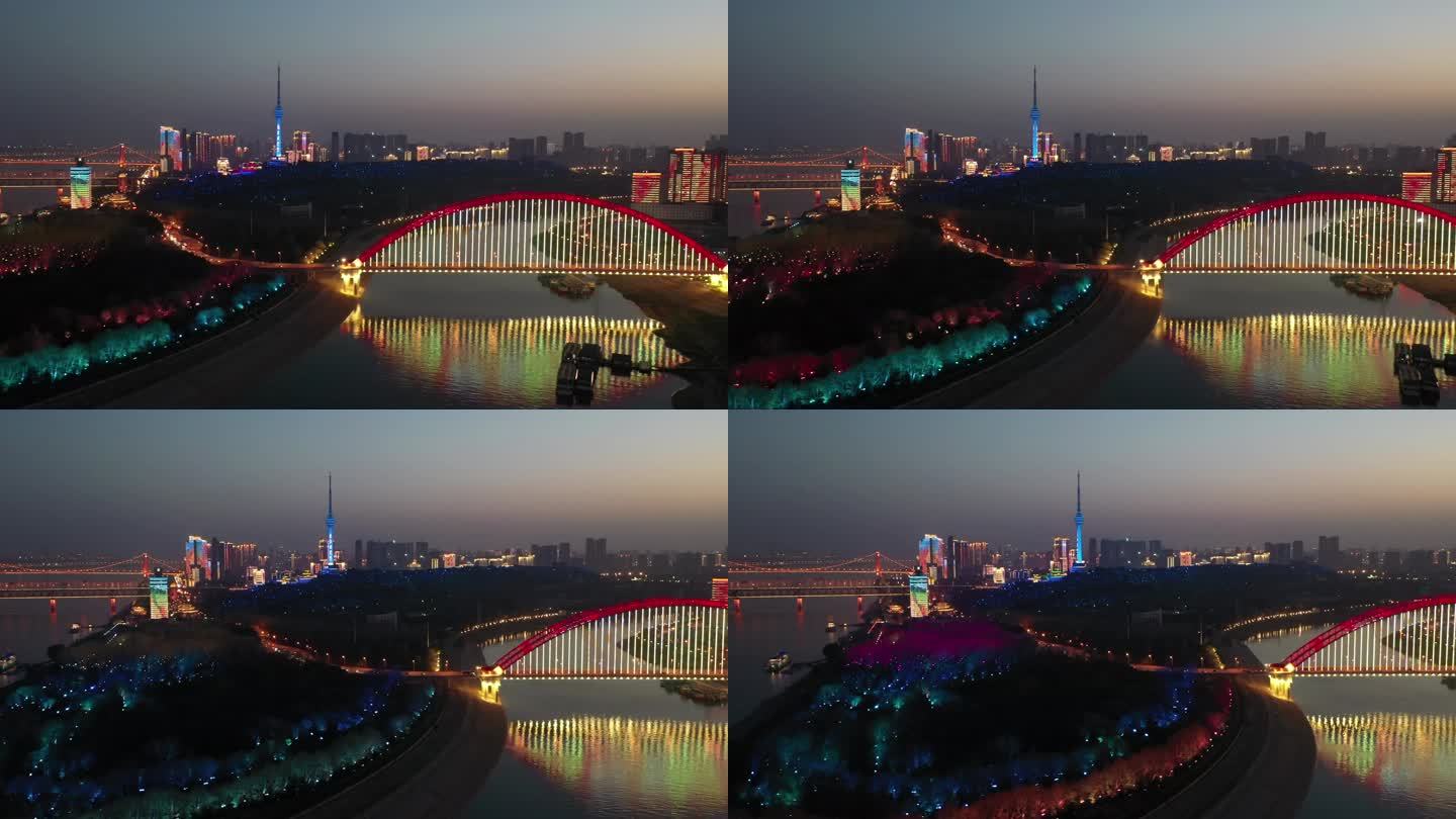 航拍武汉城市夜景4k视频素材