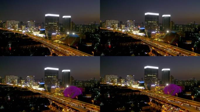 上海静安大宁久光中心商业广场夜景航拍4K