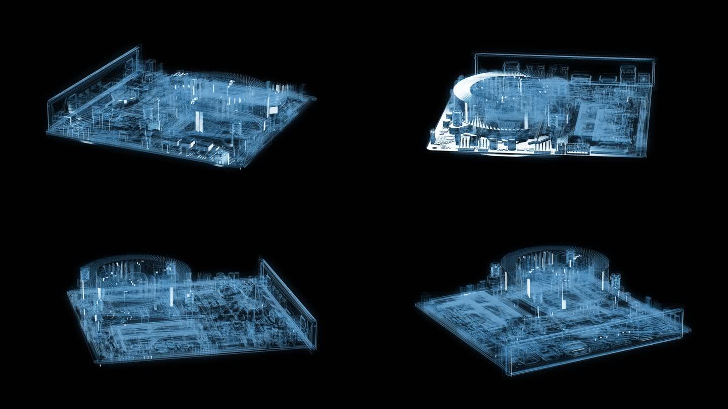 透视全息电脑主板透明通道素材