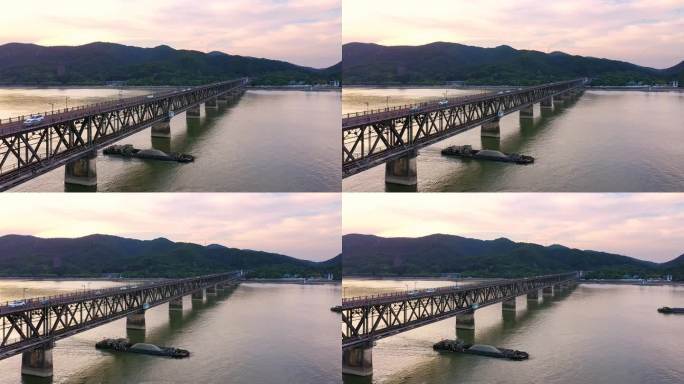 铁路桥梁双层过江大桥车流