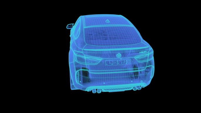 SUV越野车 科技线框蓝色全息投影素材