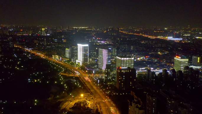 上海静安大宁绿地音乐广场夜景航拍4K