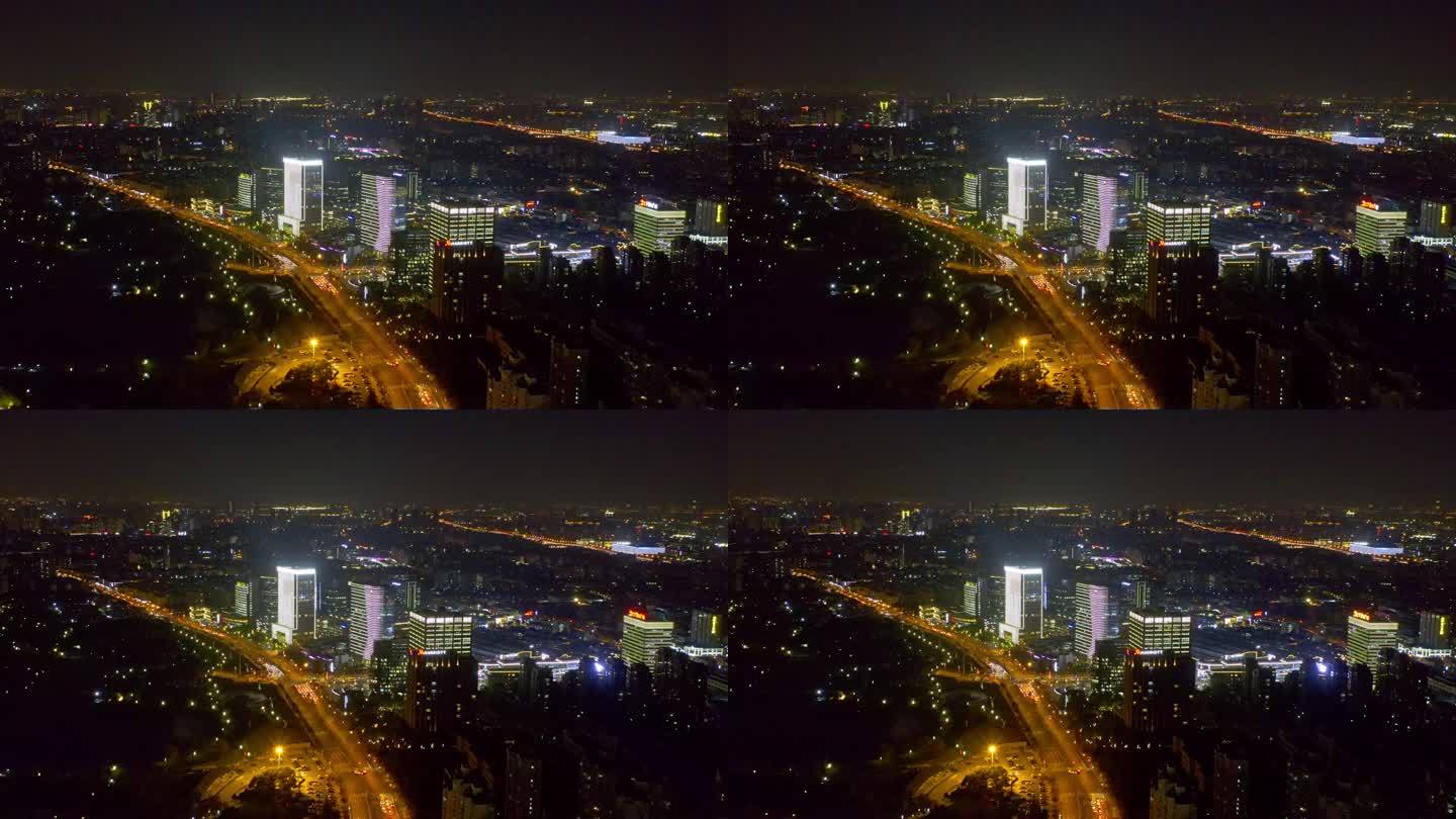 上海静安大宁绿地音乐广场夜景航拍4K
