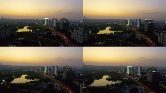 上海静安大宁绿地音乐广场夜景航拍4K