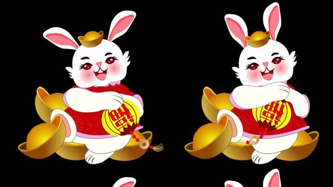 手绘2023拜年卡通兔子通道模板