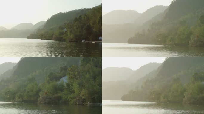 山中湖边河边浙江丽水深山转场空境景色群山