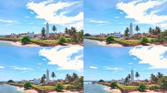 鸟瞰斯里兰卡美丽的加勒城堡和灯塔