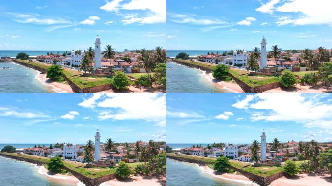鸟瞰斯里兰卡美丽的加勒城堡和灯塔