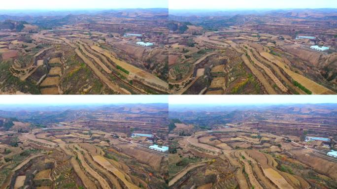 陕北米脂黄土高原农田航拍