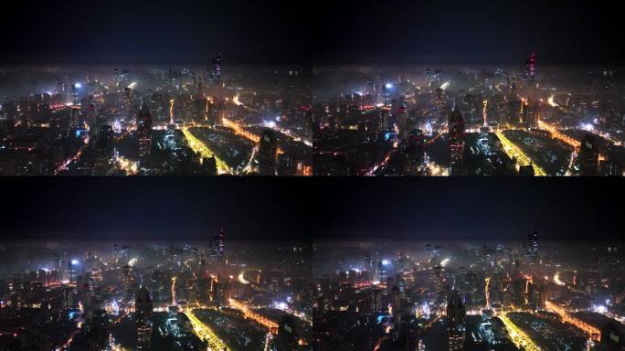 上海陆家嘴外滩地标宣传阴天平流夜景
