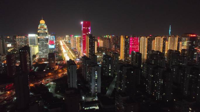 临沂北城 核心 北京路 电视塔 夜景航拍