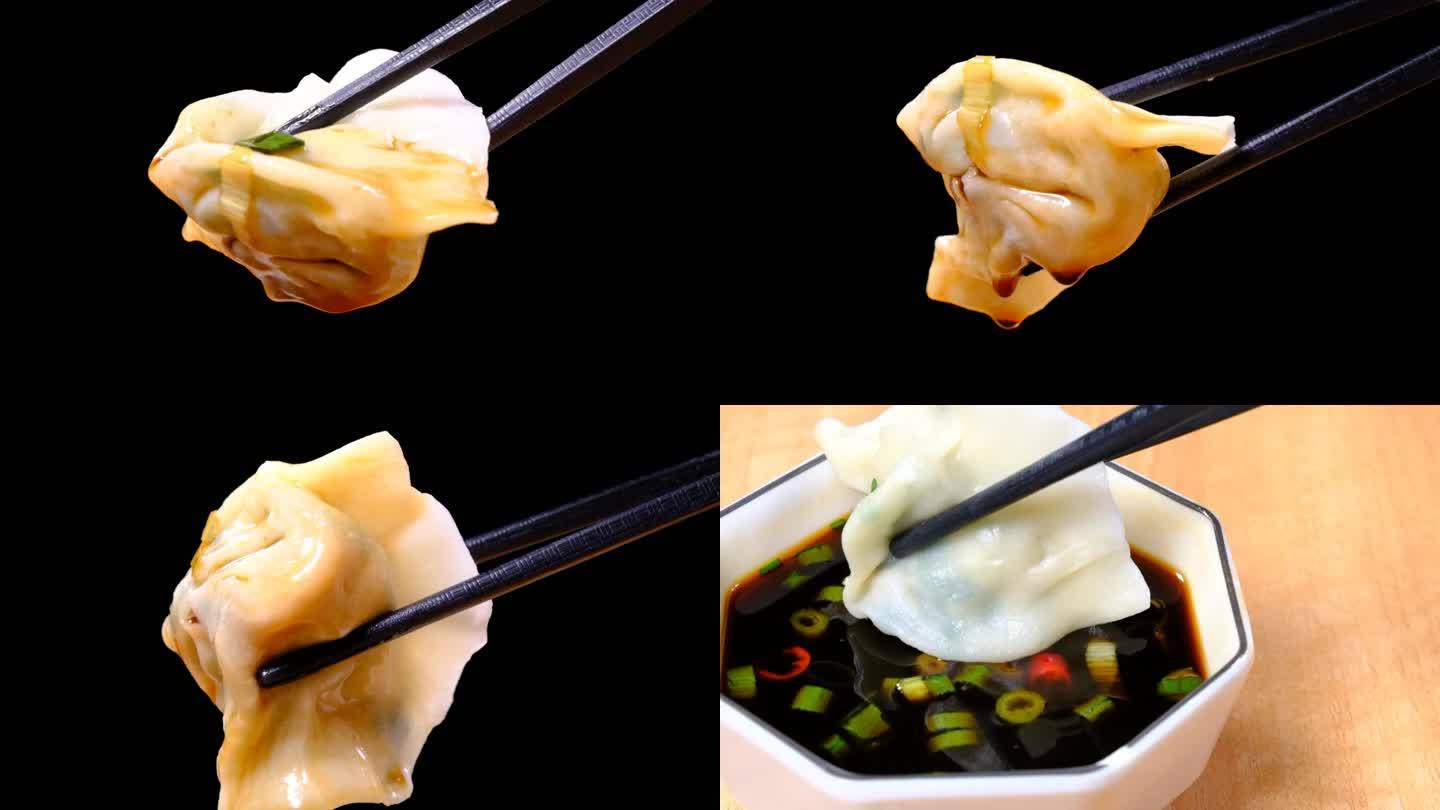 水饺饺子蘸酱捞出酱油海鲜汁