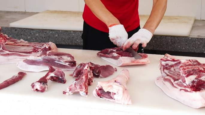 整只猪肉分解过程非常的详细和专业生猪屠宰