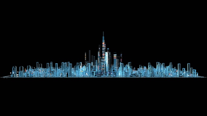 4K智慧玻璃城市生长视频03-透明通道