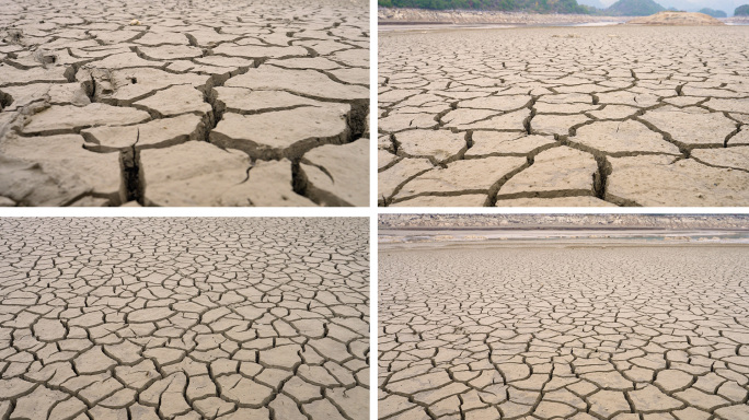 干裂的土地泥土干裂干涸干旱的土地缺水少粮