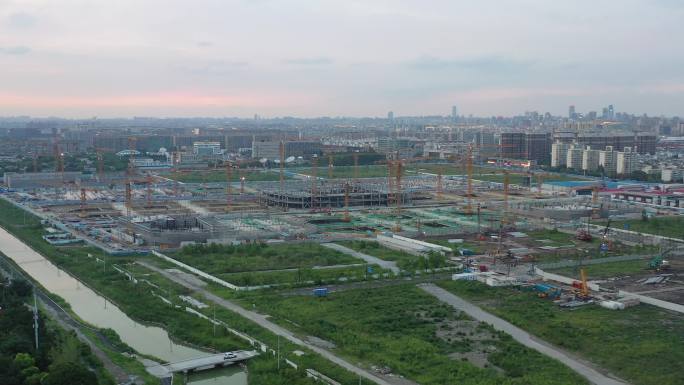 4K原素材-拆迁建设的上海闵行九星地块