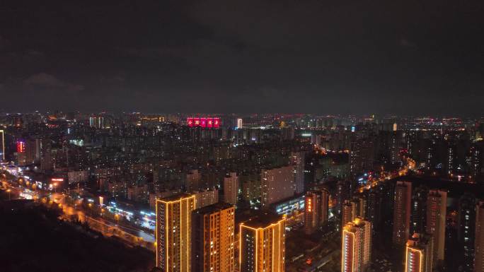 临沂城市夜景航拍空境 北城新区宣传