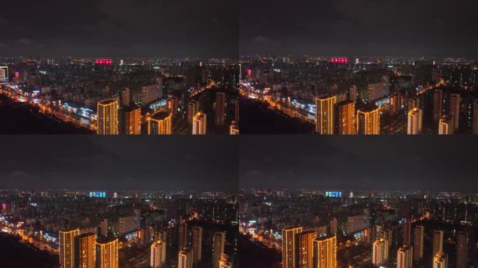 临沂城市夜景航拍空境 北城新区宣传
