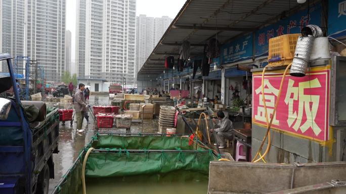 疫情下洪湖水产市场 湖北水产市场 贩鱼