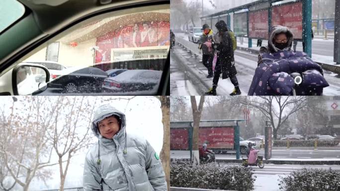 雪景 唐山下雪了 雪中的唐山站雪中的人群