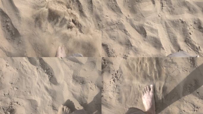 两段在沙漠上行走的视频真实慢镜头